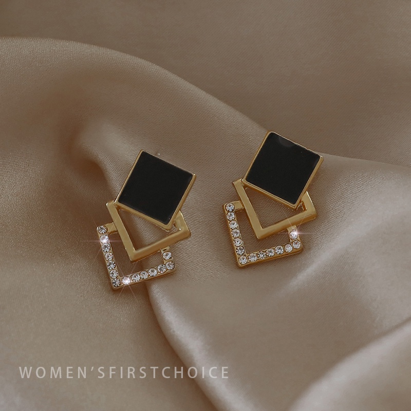 Anting Stud S925 Silver Needle Bentuk Geometris Gaya Korea Untuk Wanita