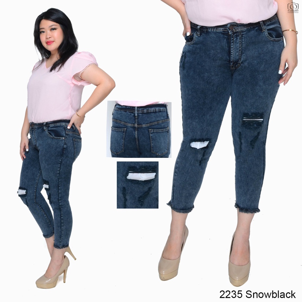 CASVINE JEANS 2233 CELANA JEANS RIPPED DESTROY PATCH ADA BIGSIZE JUMBO GEISHA