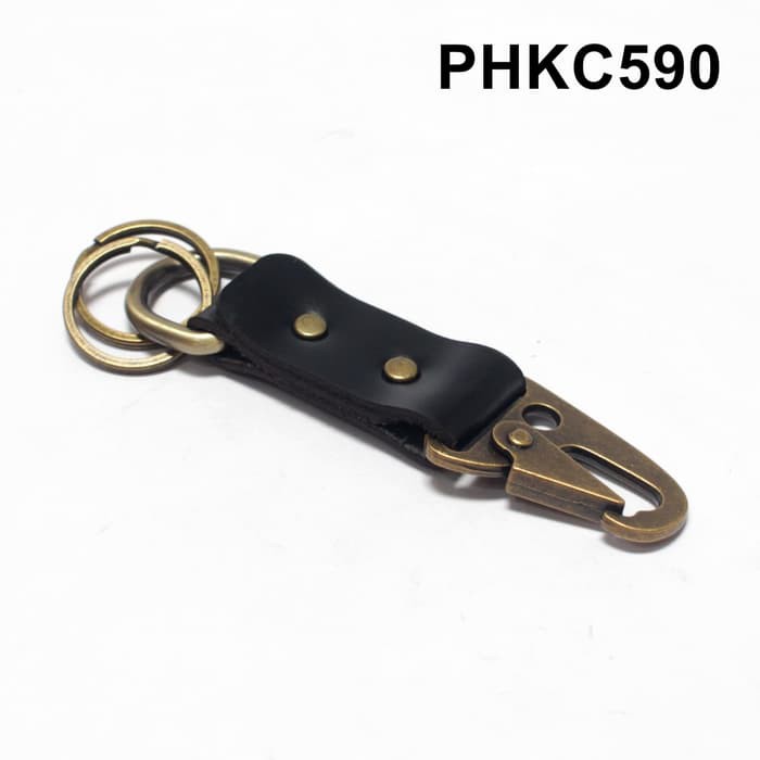 gantungan kunci kulit asli snaphook leather keychain hitam PHKC590