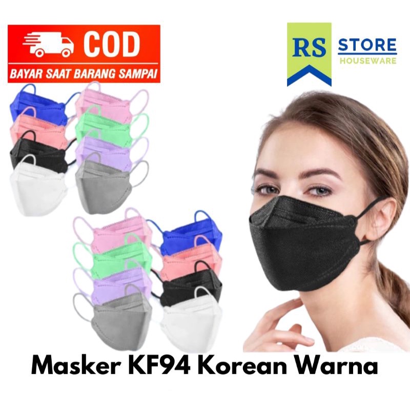masker kf94 korean isi 20 pcs variasi mix warna warni putih hitam abu 4 ply  / face mask hijab utama