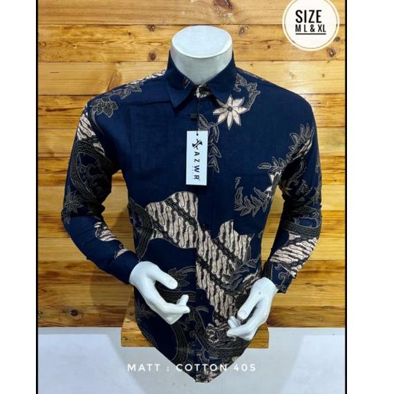 GRATIS ONGKIR [BISA COD] KEMEJA BATIK PRIA AZWR ORIGINAL PREMIUM QUALITY MALL QUALITY MODERN MOTIF M