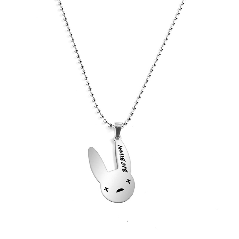 Kalung Rantai Klavikula Liontin Kelinci Ruffian Bahan Stainless Steel Untuk Pria Dan Wanita