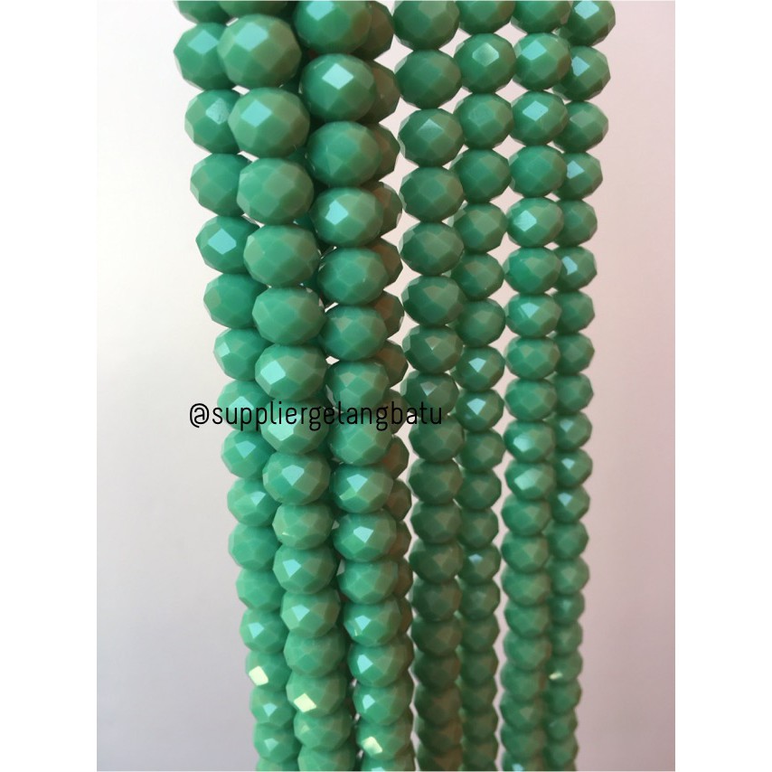 Kristal Ceko kilap 10mm HIJAU TOSCA light green bahan perhiasan donat aksesoris bahan supplier craft