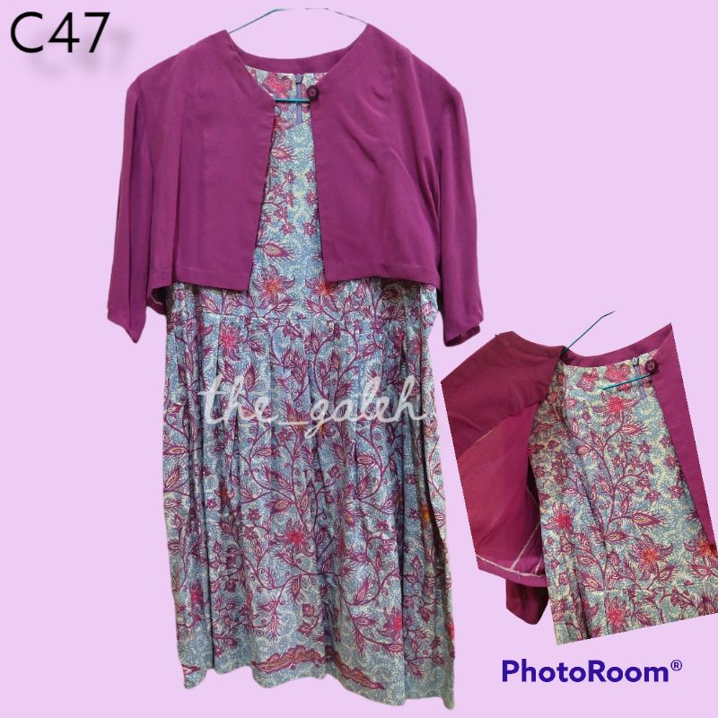 C47 Baju Dress Tunik Batik Ungu Muda mix Ungu Tua Bagus Murah