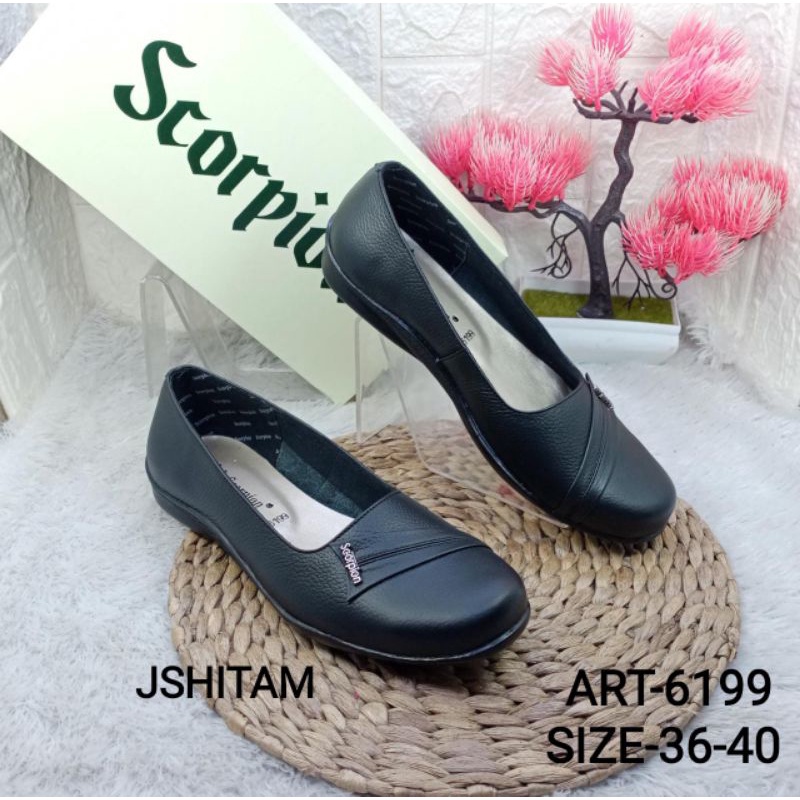 SEPATU KULIT ASLI WANITA KERJA FORMAL SCORPION 6199