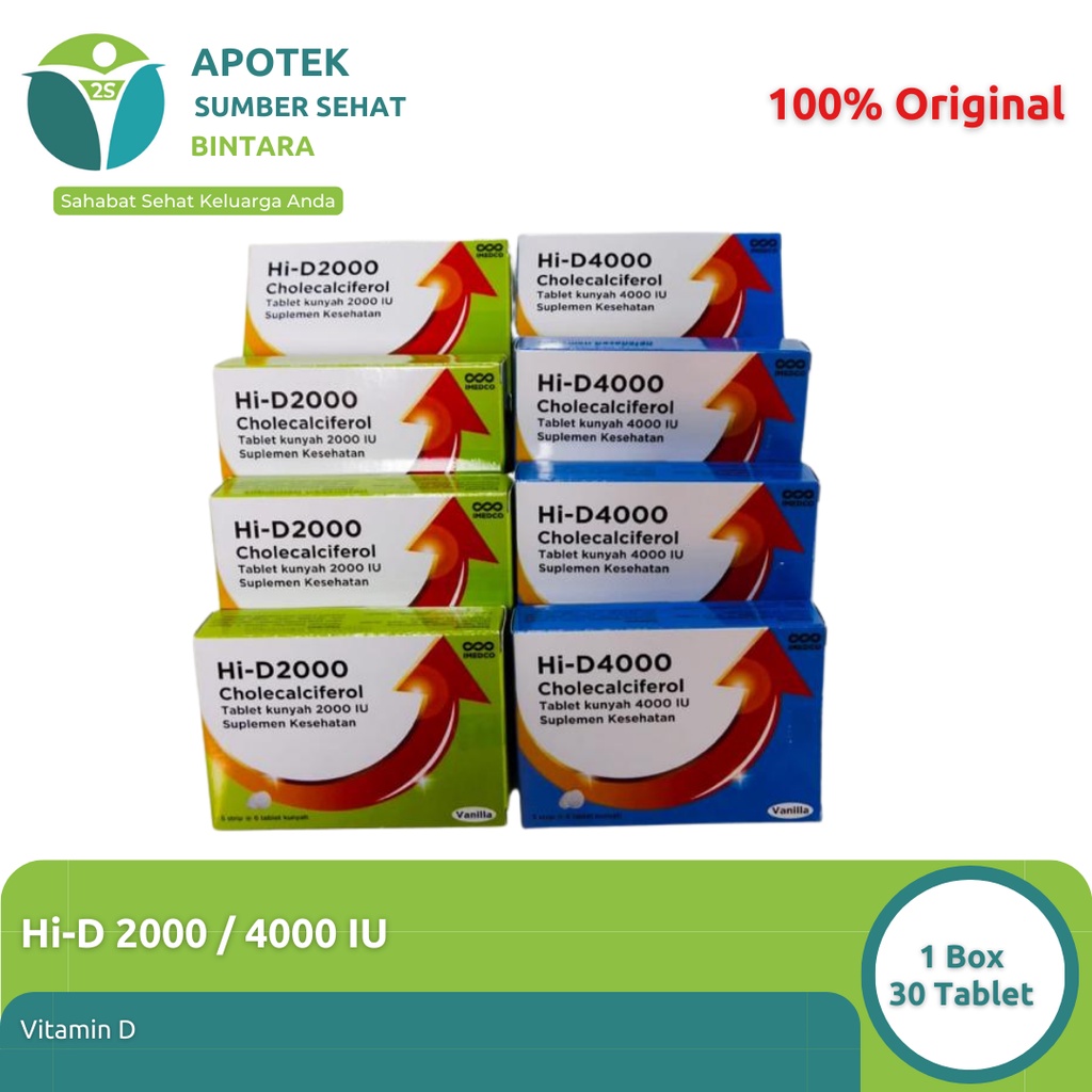 Jual Hi-D Vitamin D 2000 IU/4000 IU 1 Box 30 tablet | Shopee Indonesia