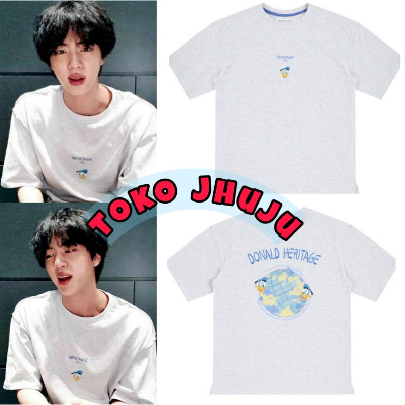 Baju T shirt BTS Kim Seokjin style Heritage Duck Print DTF sablon Depan Belakang