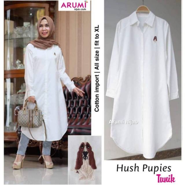 Hush Pupies Tunik, TUNIK WANITA MUSLIM CANTIK BAHAN KATUN IMPORT LD 104 TERMURAH CANTIK KEKINIAN OOTD