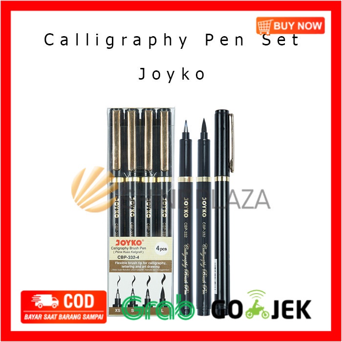 

(BISA COD) Calligraphy Brush Pen Pena Kuas Kaligrafi Joyko CBP-332-4 1 Set 4 Pcs