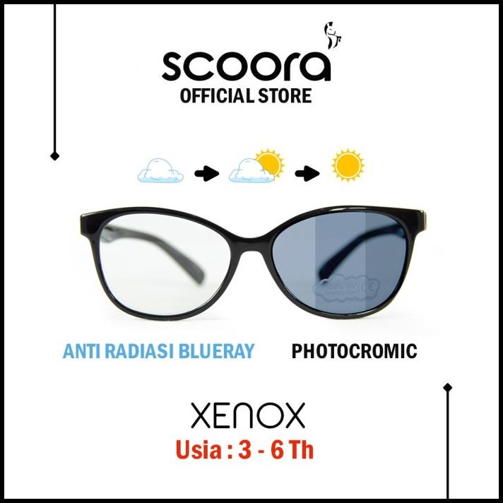 Scoora Xenox Kacamata Anak Anti Radiasi & Photocromic - Hitam