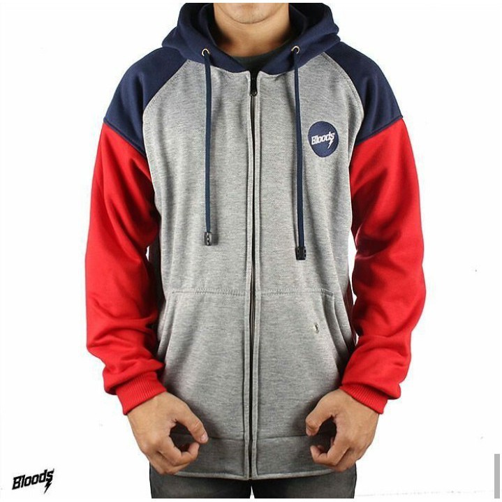 Jaket Hoodie Bloods Grey Reglan 3D