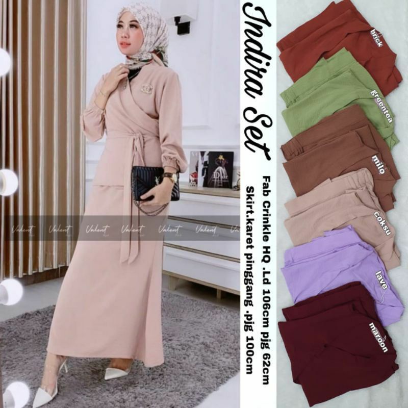 One Set Rok Wanita Muslimah Kekinian Indira Set by Hijab Fashion Solo-1