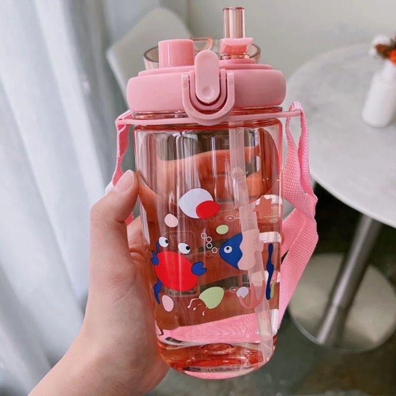 BOTOL MINUM ANAK SEDOTAN DAN TALI 550ML-650ML BPA FREE  / BOTOL MINUM 2 SISI 480 ML 2IN1  7305 7306