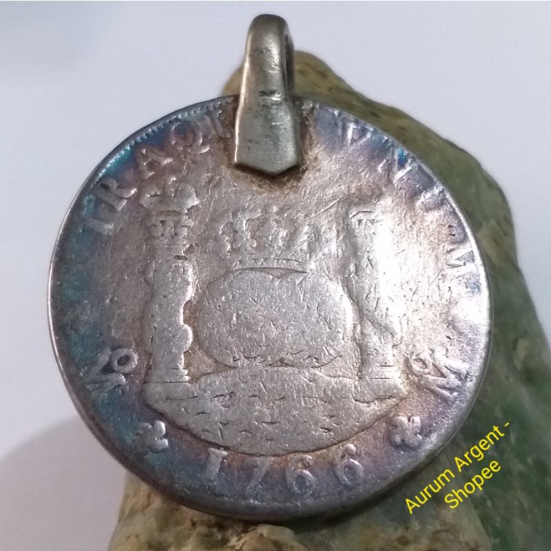 SD.6-- - 1 PC LIONTIN KOIN PERAK KUNO ASLI OM.8R.M.F BOLA DUNIA - CAROLUS III TH 1766. -- SILVER COI