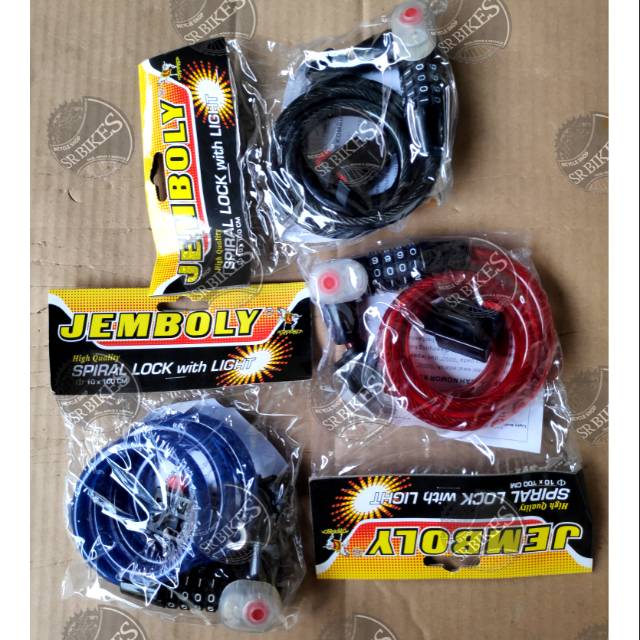 Gembok Kunci Pengaman 4 Digit Angka RESETABLE ADA LAMPU untuk Motor / Sepeda / Helm. JEMBOLY L-87604