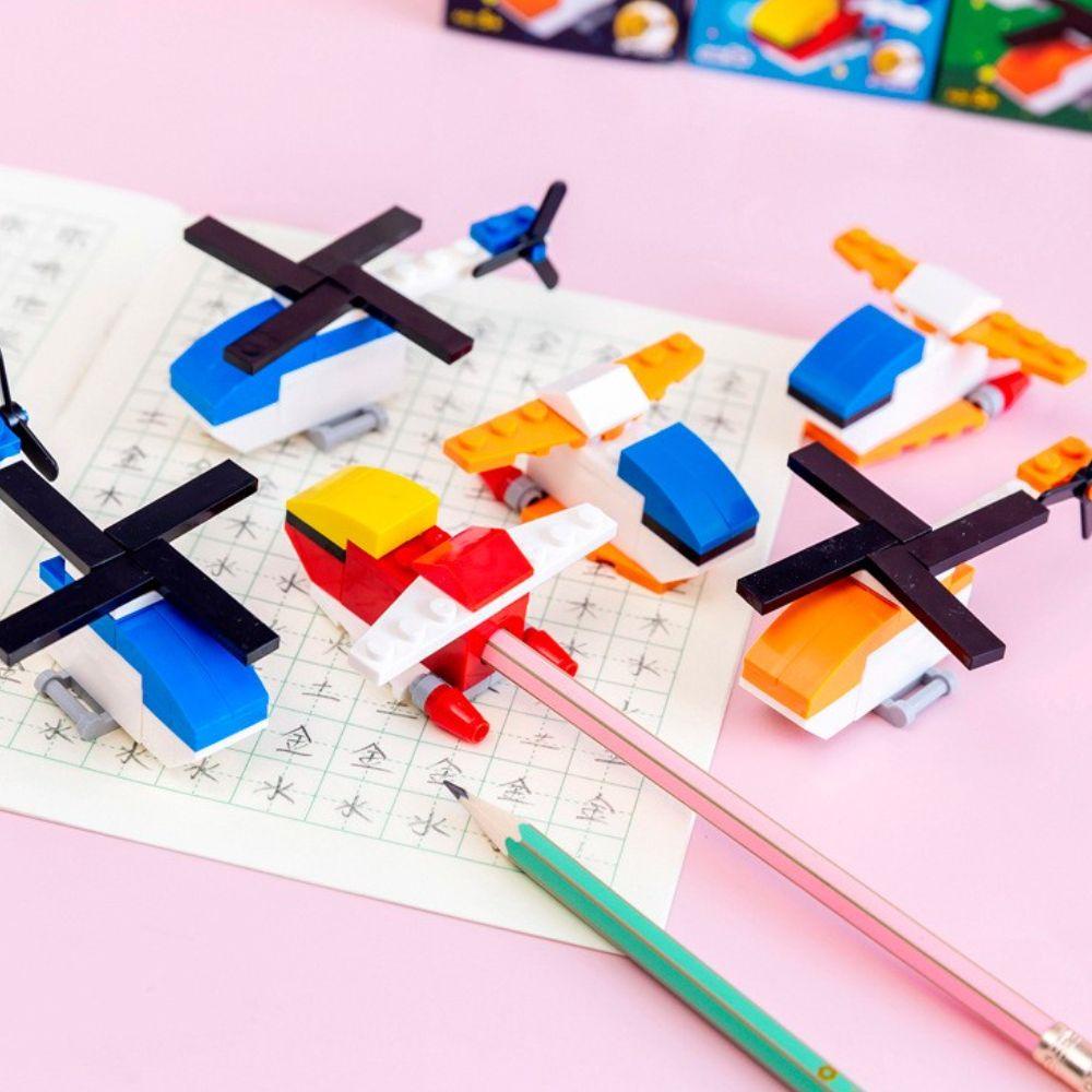 Lanfy Pengasah Pensil 2Pcs Plastik Fighter Helikopter Kartun Perlengkapan Sekolah