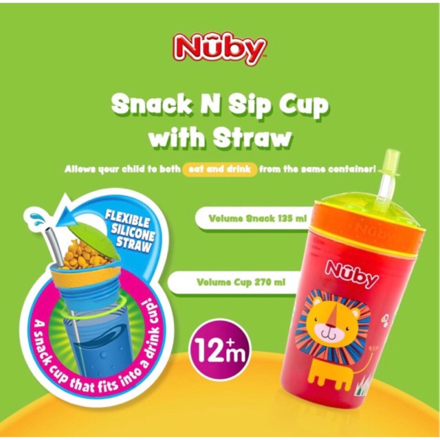 Nuby snack n sip cup - gelas minum dan wadah snack | botol minum