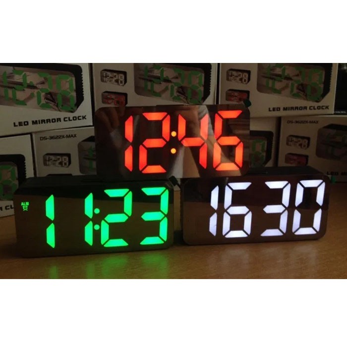 DS3622 LED Mirror Clock DS-3622X-MAX Jam Meja Multifungsi