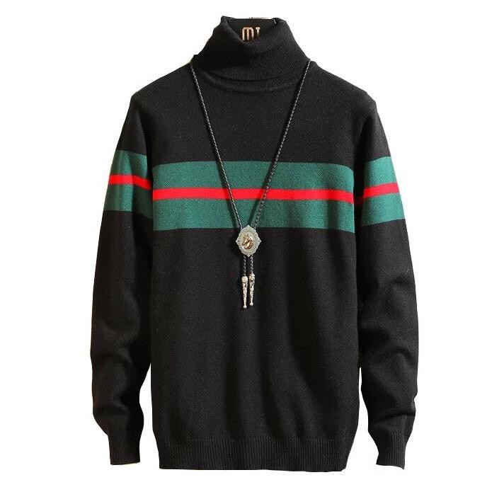 Sweater Rajut Pria longneck  Rajut Tribal sweater rajut long neck pria Green strip 7 Get