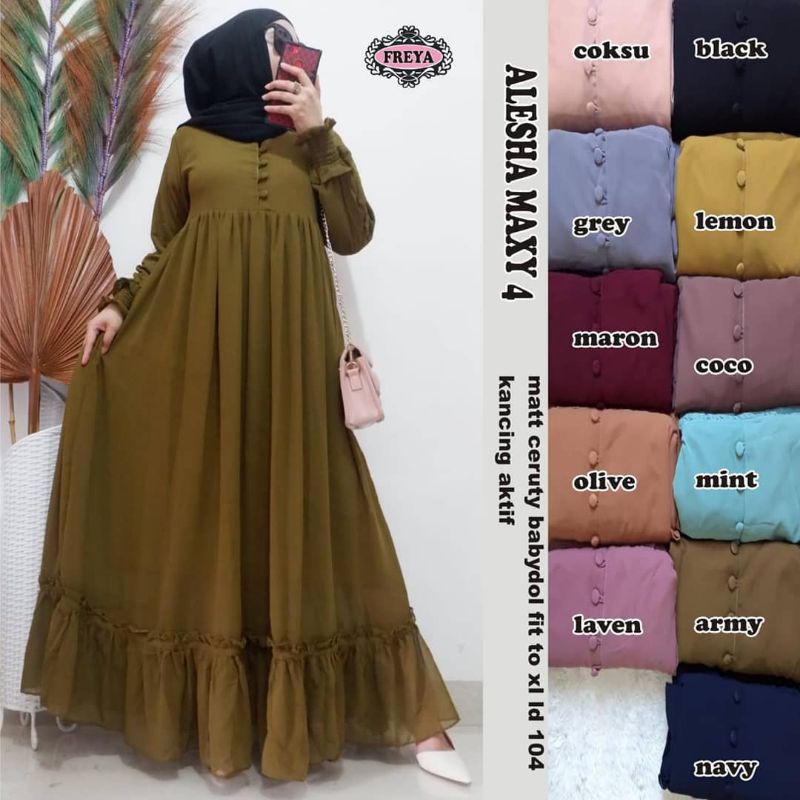 gamis polos bahan Ceruti baby doll