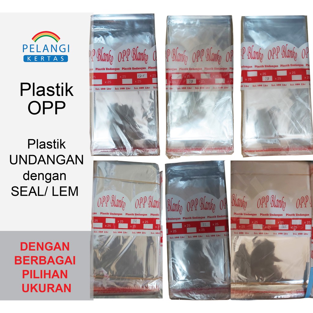 

Plastik OPP Undangan dengan Lem Seal 1 Pack isi 100 pcs