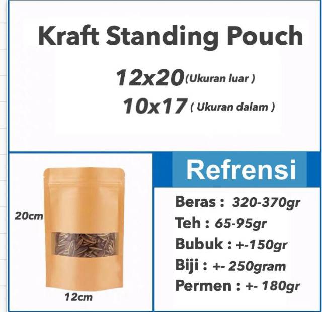 Craft white standing pouch | kemasan paper ziplock putih | kemasan granola kopi keripik