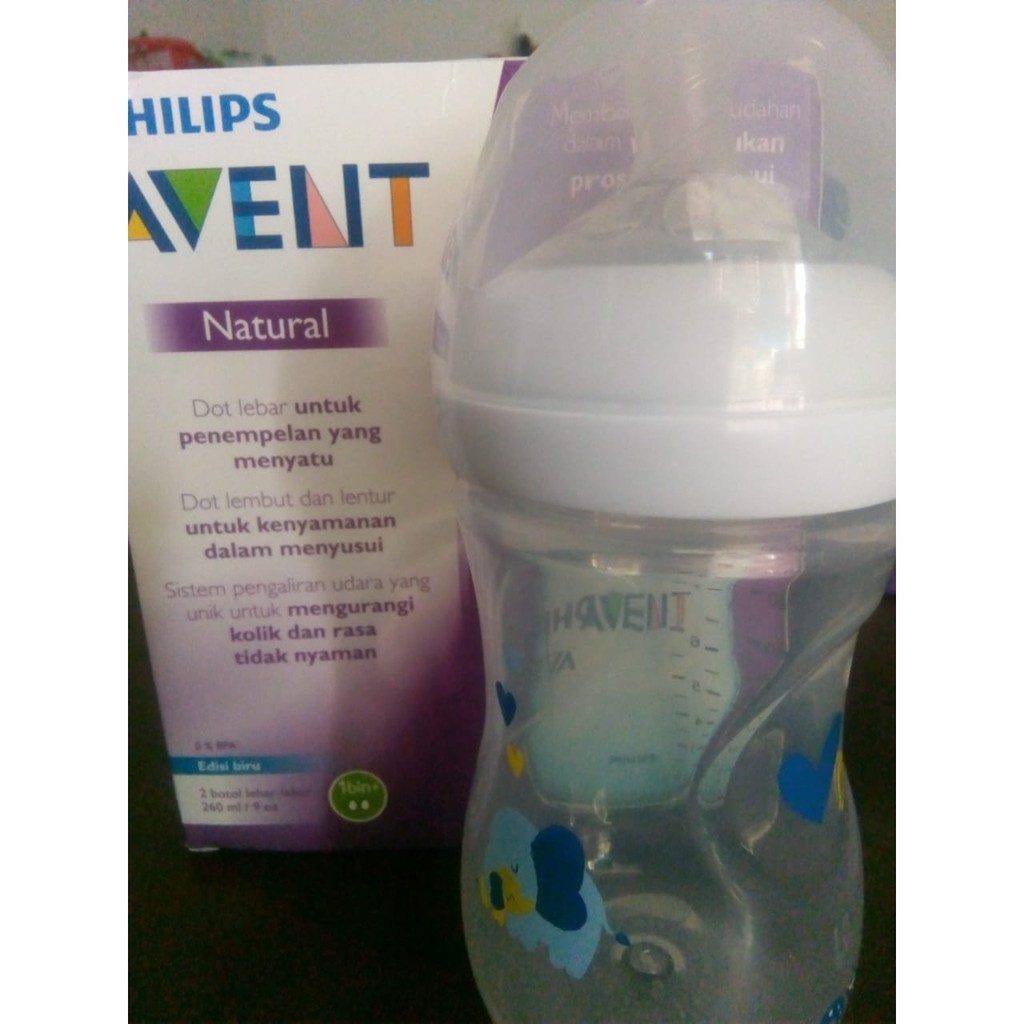 Philips Avent Natural Bottle 260ml Single Pack – Edisi Terbatas Motif Hewan Lucu | Botol Susu Bayi B