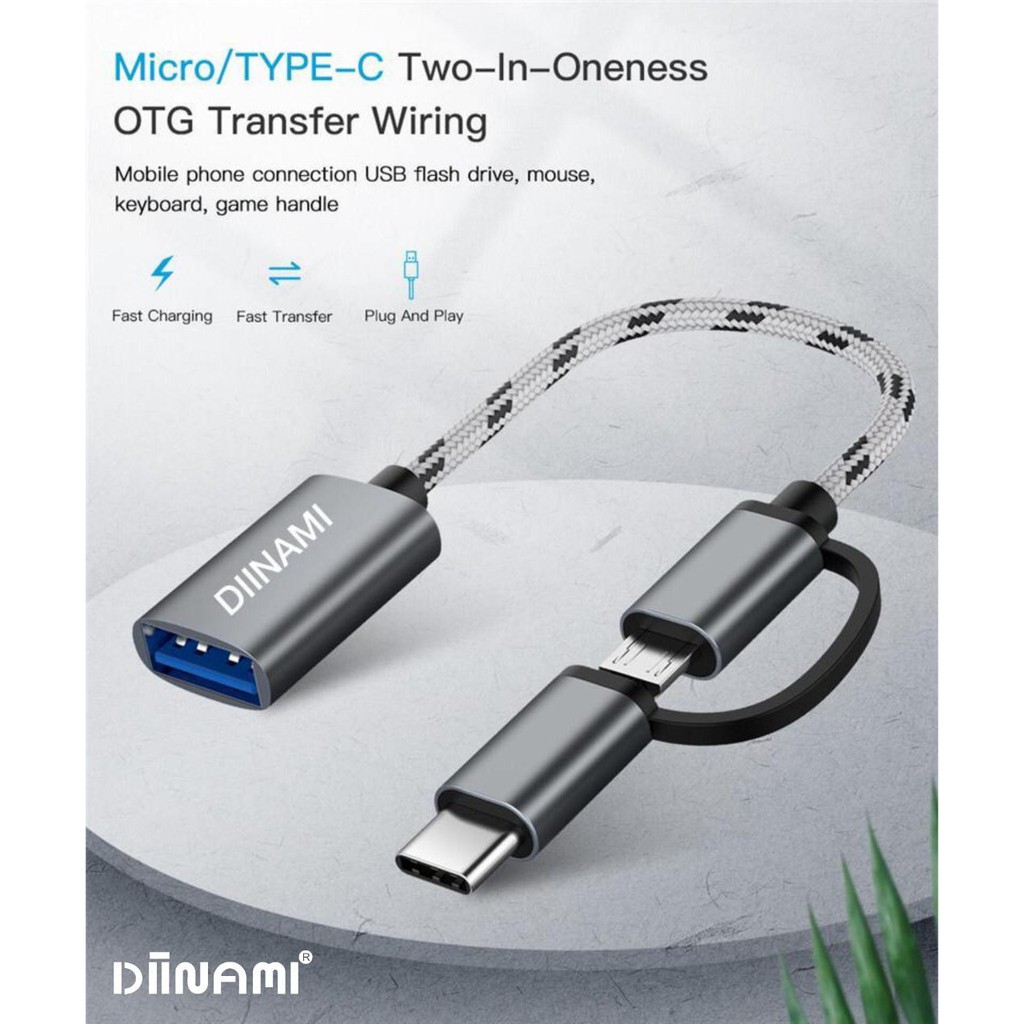 BM073 Kabel cable usb otg diinami 2in1 Micro dan tipe c usb 3.0 FAST TRANFER DATA ORIGINAL