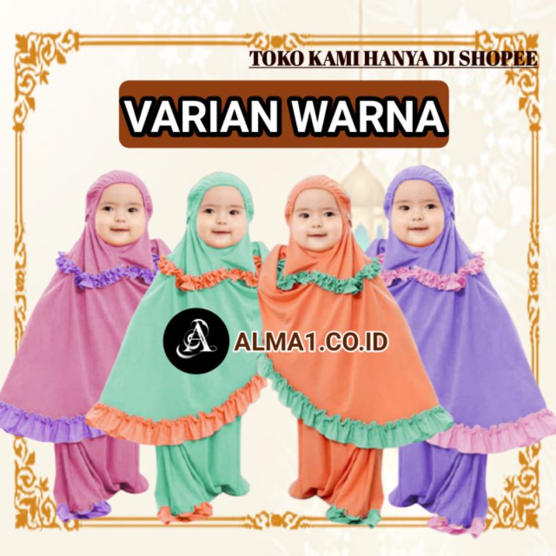 mukena anak perempuan bayi balita jersey adem tanggung polos kecil 1 2 3 4 5 tahun-2