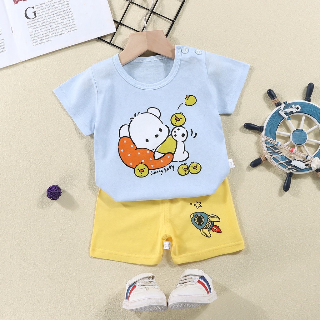 BABY STORE01 - BBA5 SETELAN ANAK 0- 3 TAHUN BAJU SETELAN ANAK PIYAMA TIDUR PENDEK JUMPER ANAK BAYI