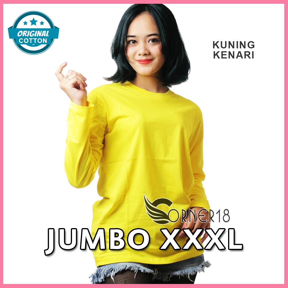 Kaos Polos Oversize Wanita Lengan Panjang Unisex Murah Kuning Kenari