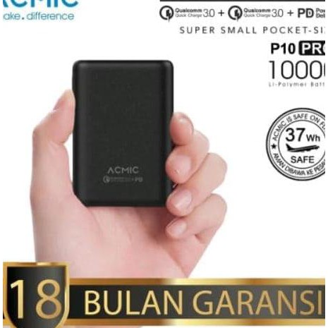 Power Bank Powerbank Mini Dual Quick Charge 3.0 ACMIC P10 Pro 10000mAh termurah 