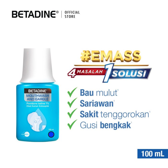 Jual BETADINE MOUTHWASH AND GARGLE 100 ML / OBAT KUMUR Shopee Indonesia