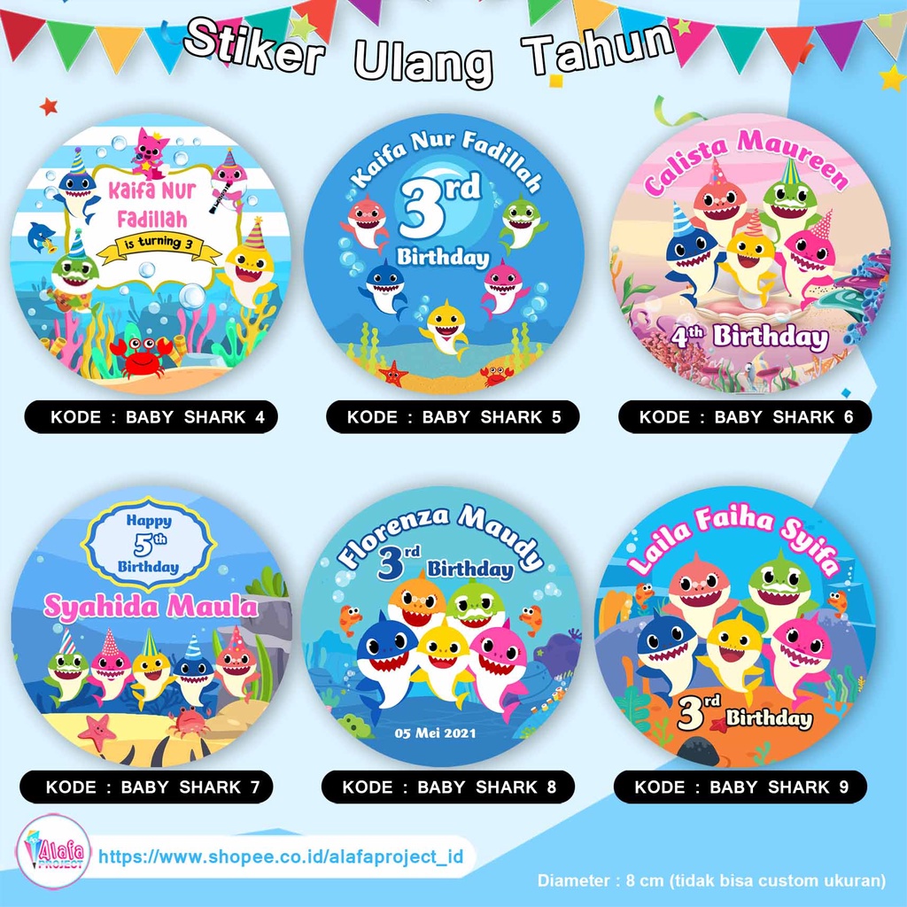 

Alafaproject - Stiker Ultah Ulang Tahun Baby Shark Pingfong