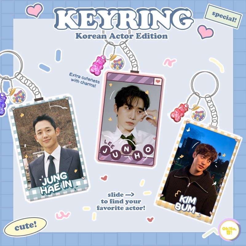 KEYRING AKTOR KOREA GANTUNGAN KUNCI KEYCHAIN DRAKOR ACTOR DRAMA KOREA KDRAMA CHOI WOOSHIK JUNG HAEIN KIM BUM OK TAECYEON CHA EUNWOO LEE JUNHO ROWOON YOOK SUNGJAE