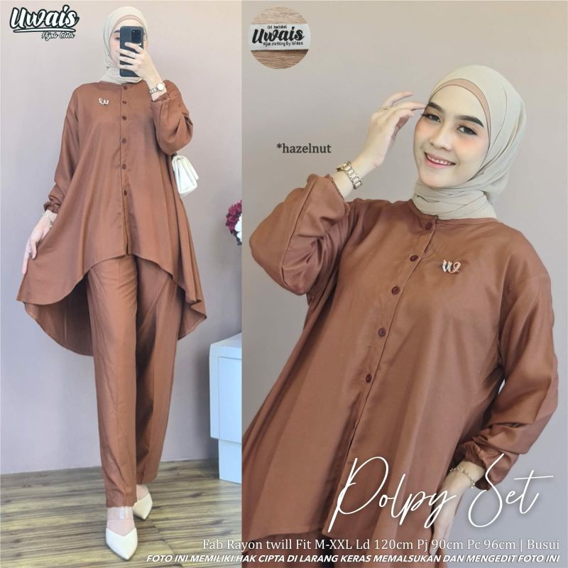 POLPY SET ORI UWAIS HIJAB // SETELAN TUNIK KULOT JUMBO TERBARU BEST SELLER