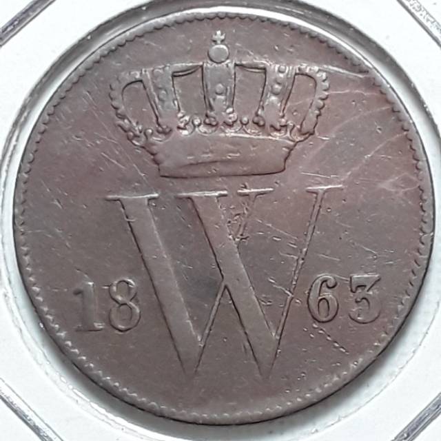 Koin belanda nederland 1 cent 1863 willem 3
