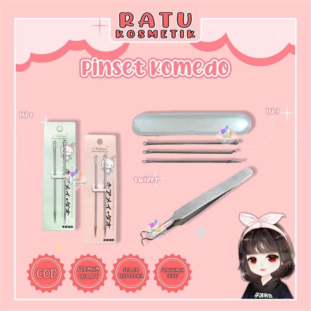 ❤ RATU ❤ Pinset Komedo | Pinset Jerawat | Alat Jerawat Komedo Isi 2 | Blackhead Tweezer