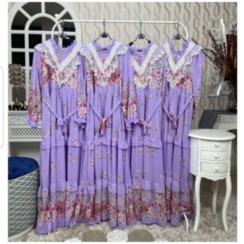 gamis impor lilac meijiwang/gamis renda