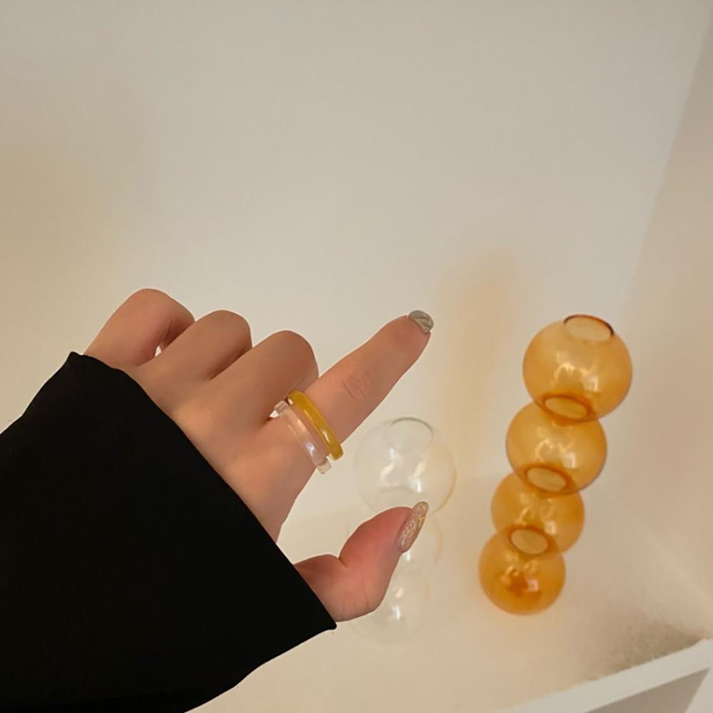 Agustinina Cincin Transparan Aesthetic Warna-Warni Minimalis Korea Tipis Untuk Hadiah Perhiasan Wanita