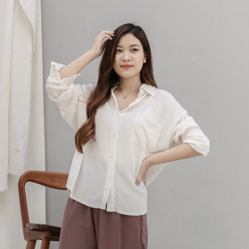 Eudora Atasan kemeja wanita linen basic - kemeja linen Basic shirt - oversize shirt