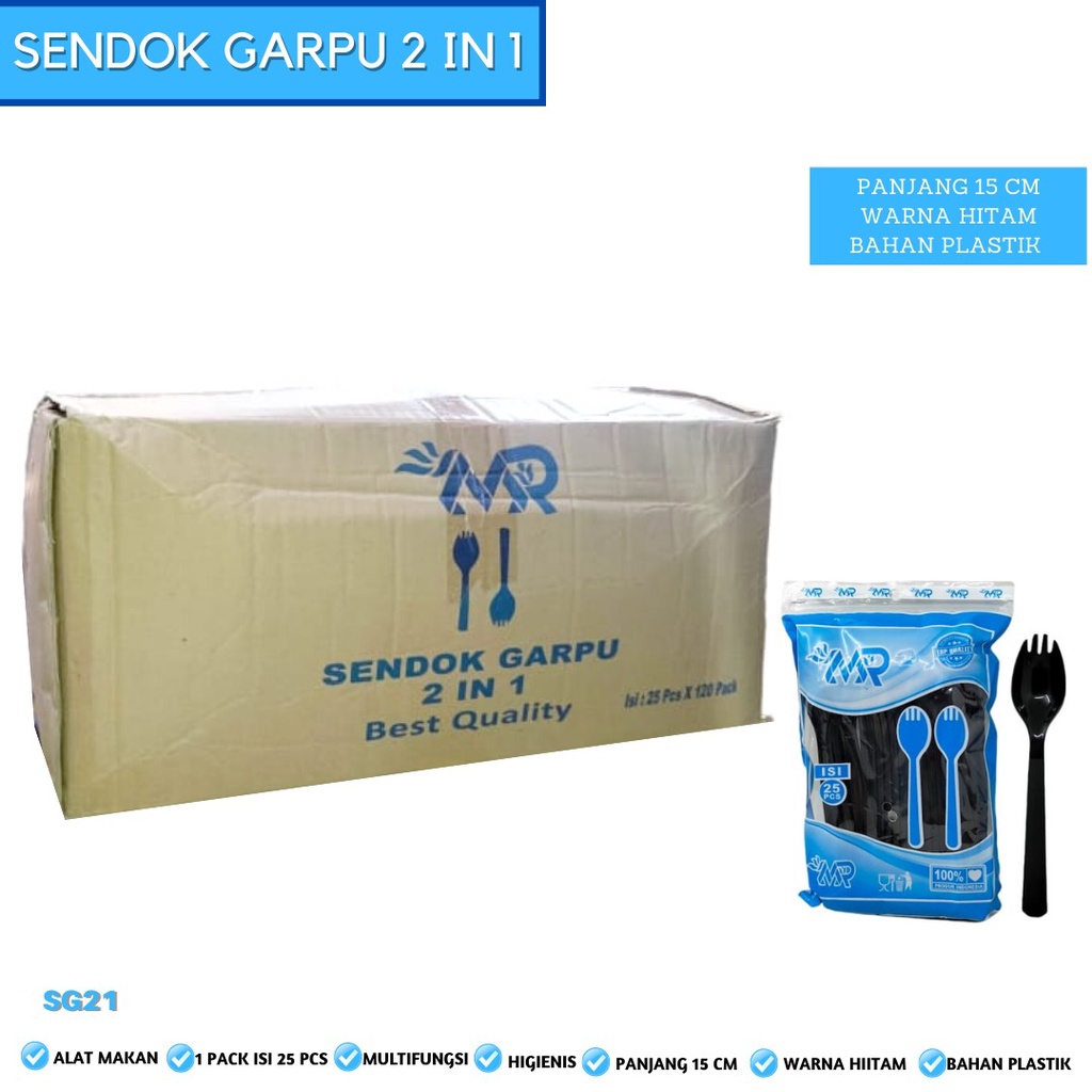 Sendok Makan 2in1 Sendok Garpu Sendok Set (Isi 25 Pcs-SG21)