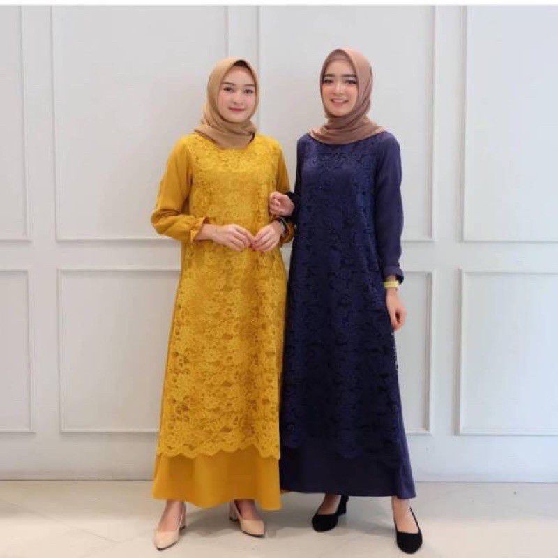 (COD) Gamis Brukat/Gamis Brokat/Alma Maxy Dress/Gamis Kondangan/ Prita Maxy Dress/Gamis Maxy Brukat