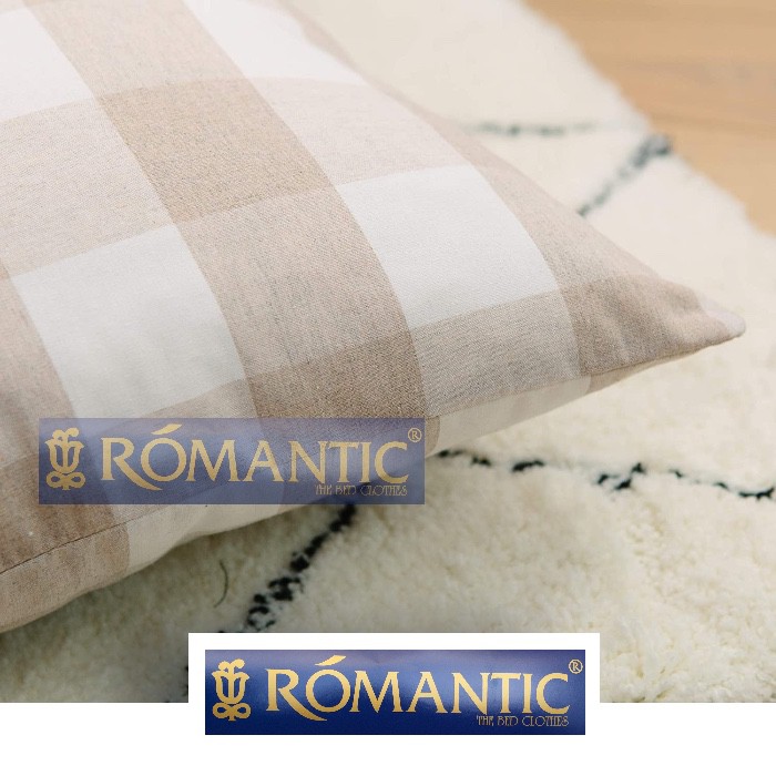 AESTHETIC KOREA Bedcover Sprei emily Khaki kotak pastel by ROMANTIC gingham cewe katun jepang lokal