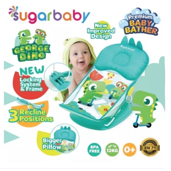 Sugar Baby Deluxe Baby Bather Tempat Ranjang Mandi Bayi Biru Pink Hijau