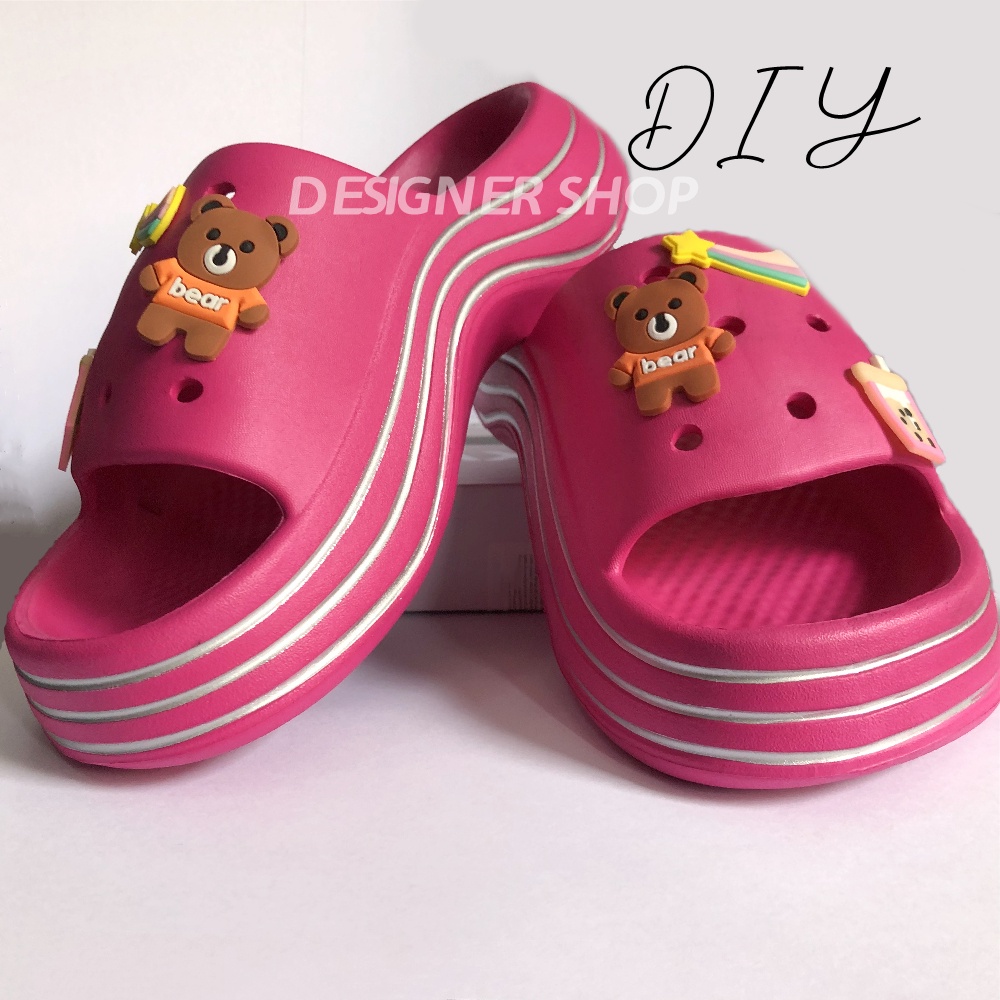 Sandal Wanita Jelly Fuji Motif Bear /Sandal Wesges wanita Platfrom Tebal terbaru/Sandal rumah