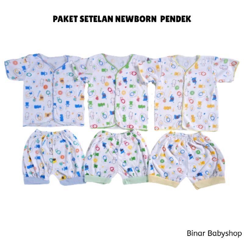 stelan pendek bayi isi 3pasang 0-6bln