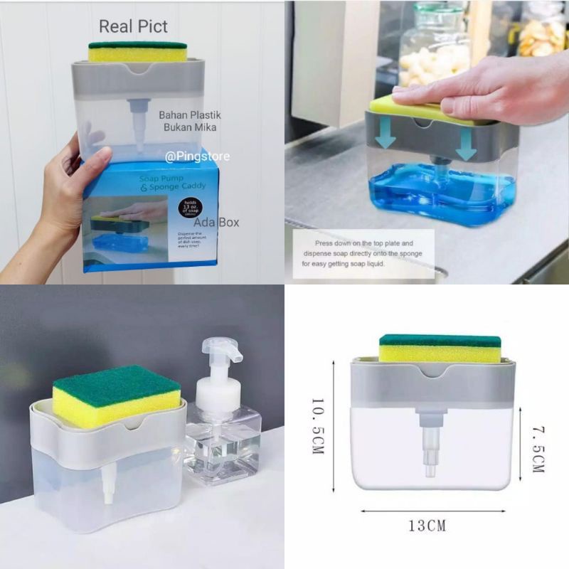 Dispenser Sabun Spons Spon Cair Cuci Piring Sikat Kran Rak Dapur Wadah Tempat Sabun Soap Pump Serbaguna Multifungsi Magic