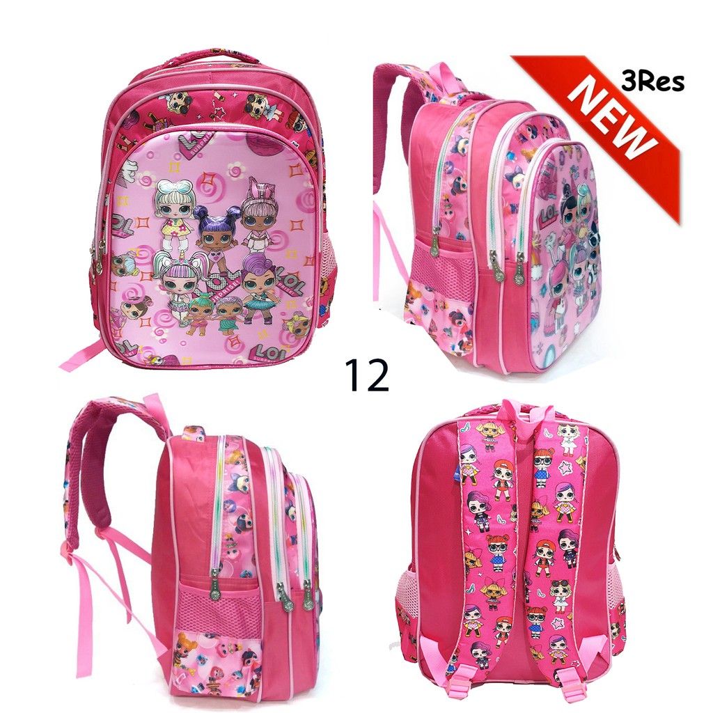 PROMO RANDOM ANAK SEKOLAH CUCI GUDANG Tas RANSEL Anak Sekolah SD Perempuani 5D TIMBUL / USAP IMPORT - Ukuran Besar Dan Luas ( ADA PILIHAN RANDOM  )