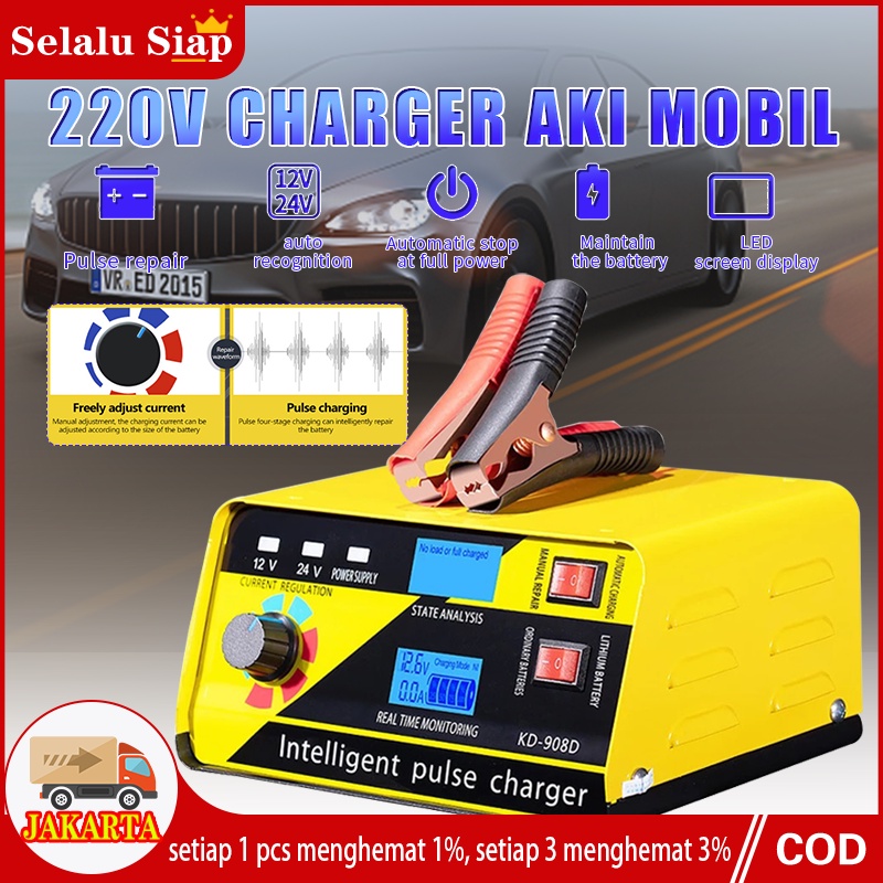 Charger Aki Mobil Motor 220W 12V/24V 400AH with LCD - KD-908D